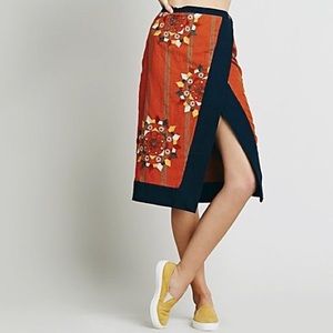 Free People ‘songbird’ embroidered wrap skirt